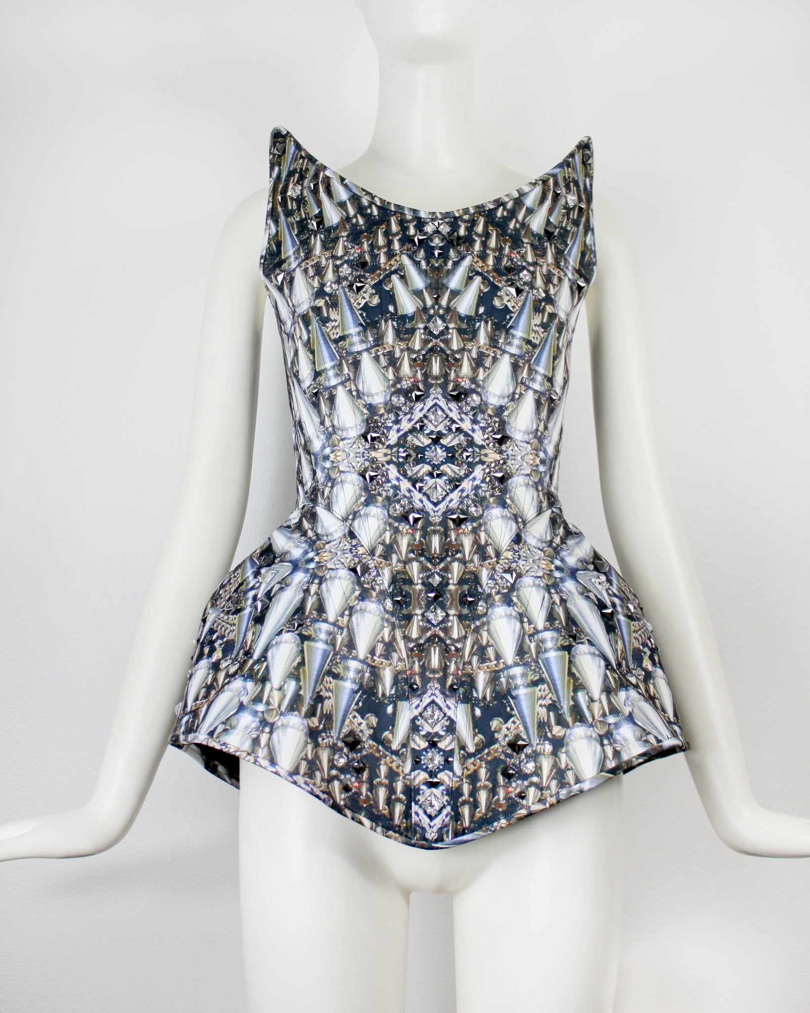 Spike Print Corset with Crystal Detail