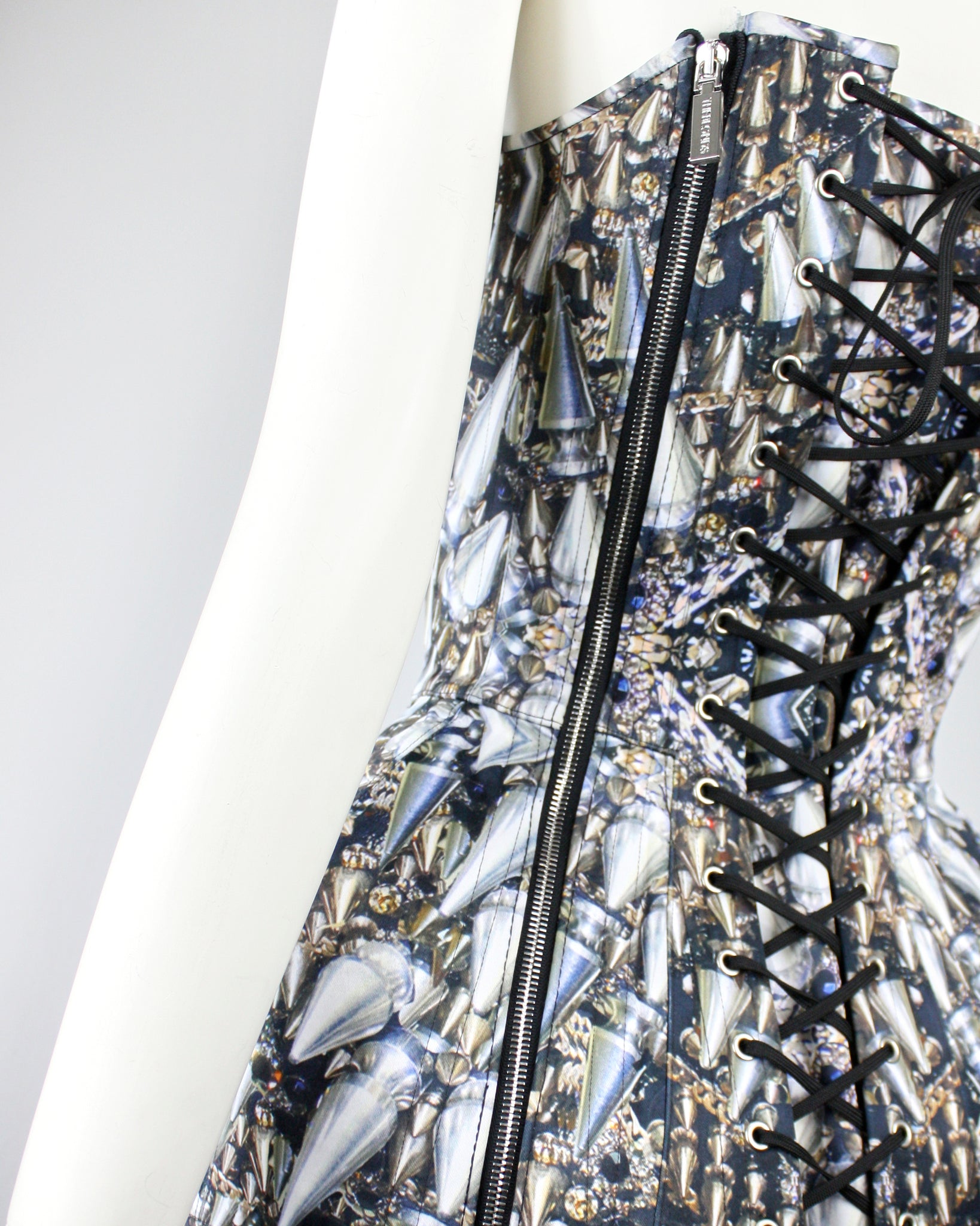 Spike Print Corset with Crystal Detail