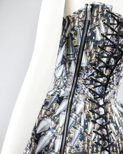 Spike Print Corset with Crystal Detail